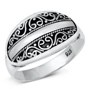 Sterling Silver Bali Ring 11.5 mm 925 Fashion Band